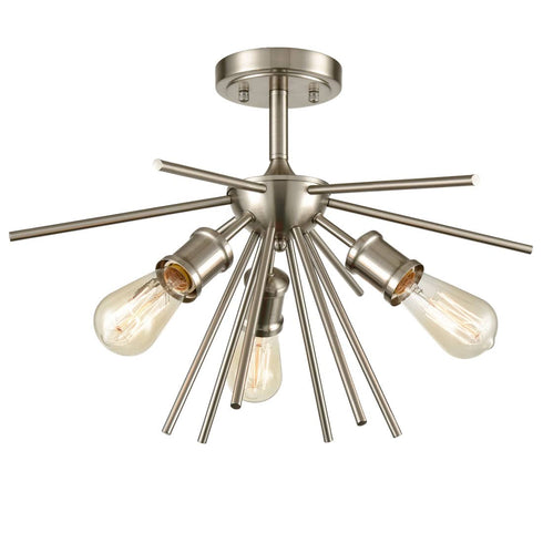 Mid Century Ceiling Light Sputnik Chandelier Fixture Brushed Nickel